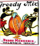 1930 Greedy Mice Crate Label Acrylic Print