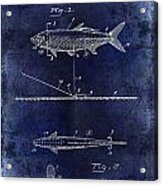 1934 Artificial Fish Lure Patent Drawing Blue Acrylic Print