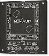 1935 Monopoly Game Board Patent Artwork - Gray Acrylic Print