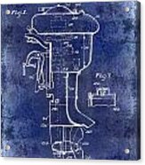 1947 Outboard Motor Patent Drawing Blue Acrylic Print