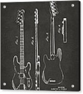 1953 Fender Bass Guitar Patent Artwork - Gray Acrylic Print