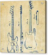 1953 Fender Bass Guitar Patent Artwork - Vintage Acrylic Print
