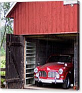 1967 Volvo In Red Sweden Barn Acrylic Print