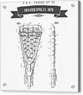 1970 Lacrosse Stick Patent Drawing - Retro Gray Acrylic Print