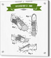 1980 Soccer Shoes Patent Drawing - Retro Green Acrylic Print