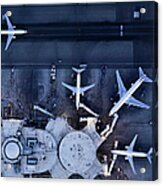 Airliners At  Gates And Control Tower #2 Acrylic Print