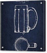 Beer Mug Patent From 1876 - Navy Blue Acrylic Print