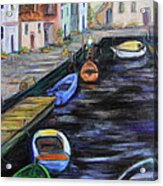Boats In Front Of The Buildings Iii Acrylic Print