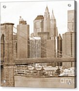 Brooklyn Bridge And Manhattan Vintage #3 Acrylic Print