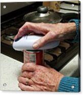 Elderly Woman Opening A Tin #2 Acrylic Print
