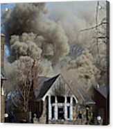 Firefighters Attending A House Fire #2 Acrylic Print