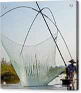 Fishing, Loktak Lake, Near Imphal #2 Acrylic Print