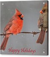 Happy Holidays Cardinals #2 Acrylic Print