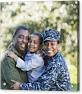 Military Homecoming, Navy Servicewoman With Family #2 Acrylic Print