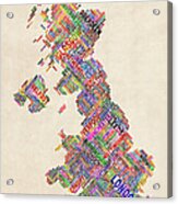 Great Britain Uk City Text Map #23 Acrylic Print