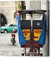 Cuba, Havana, Havana Vieja, Pedal Taxi #3 Acrylic Print
