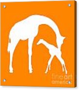 Giraffe In Orange And White #3 Acrylic Print