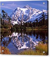 Reflection Of Mountains In A Lake, Mt #4 Acrylic Print