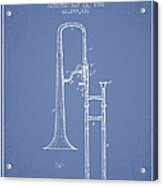 Trombone Patent From 1902 - Light Blue Acrylic Print