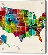 United States Watercolor Map #4 Acrylic Print