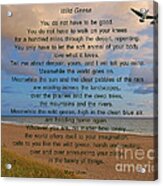 40- Wild Geese Mary Oliver Acrylic Print