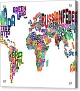 Text Map Of The World Acrylic Print