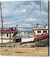 Boats In The Harbour Of Mirissa On The Tropical Island Of Sri Lanka Acrylic Print
