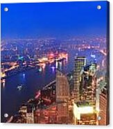 Shanghai Aerial At Dusk #6 Acrylic Print