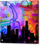 60x34 Panoramic Watercolor Skyline Www.splashyartist.com Acrylic Print