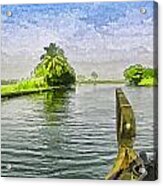 Captain Of The Houseboat Surveying Canal #7 Acrylic Print