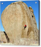Male Lead Climbing On A Boulder #7 Acrylic Print
