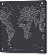World Map Of Cities #9 Acrylic Print