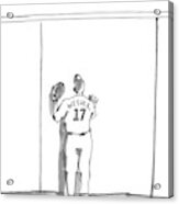 A Baseball Player Watches A Ball Fly Over A Wall Acrylic Print