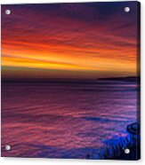 A Bright Colored Sunrise Panoramic At Scarborough Uk Acrylic Print