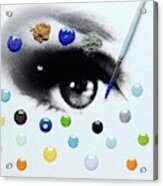 A Drawing Of An Eye With Colorful Contact Lenses Acrylic Print