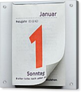 A German Daily Calendar Showing New Acrylic Print