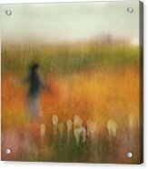 A Girl And Bear Grass Acrylic Print