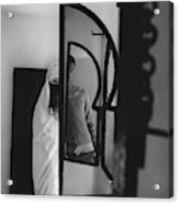 A Male Model Posing In A Mirror With A Woman Acrylic Print