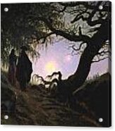 A Man And A Woman Contemplating The Moon Acrylic Print
