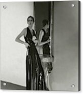 A Model Wearing A Lezard Noir Dress Acrylic Print