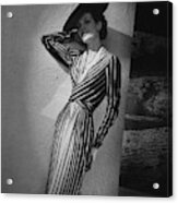 A Model Wearing A Lucien Lelong Dress Boucheron Acrylic Print