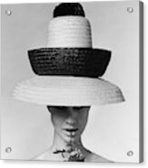 A Model Wearing A Sun Hat Acrylic Print