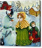 A Snowman's First Winter Greeting Acrylic Print