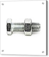 A Steel Bolt Threaded Onto A Nut Acrylic Print