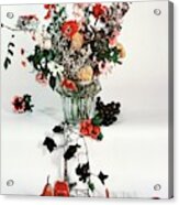 A Studio Shot Of A Vase Of Flowers And A Garden Acrylic Print