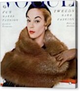 A Vogue Cover Of Jean Patchett Wearing A Fur Wrap Acrylic Print