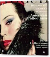 A Vogue Cover Of Morris Wearing A Fur Collar Acrylic Print