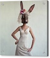 A Woman Wearing A Rabbit Mask Acrylic Print