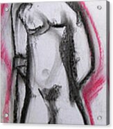 Abstract Nude With Red Acrylic Print