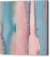 Abstract Watercolor Painting - Coral And Teal Blue Wide Stripes Acrylic Print